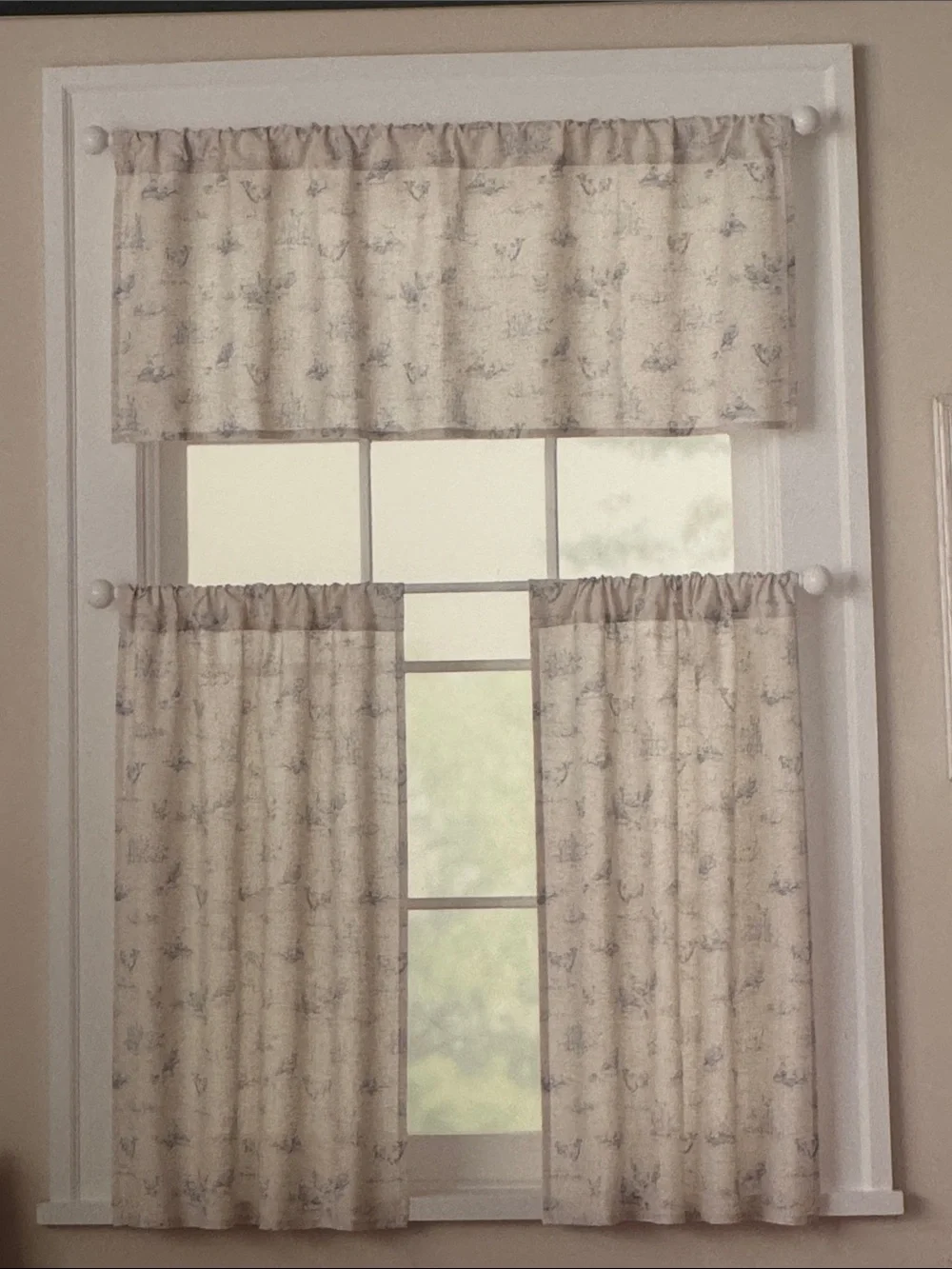 THE FARMHOUSE by Rachel Ashwell Set of 3 Cafe Curtains/Valance -Light Filtering